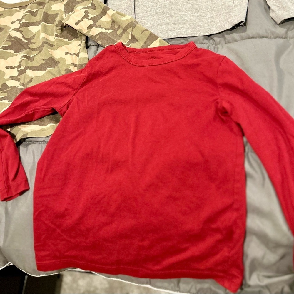 Wonder Nation Boys 6–7 Long Sleeve T-Shirt Bundle 4 Pack Camo Stripes & Solids - Picture 2 of 7